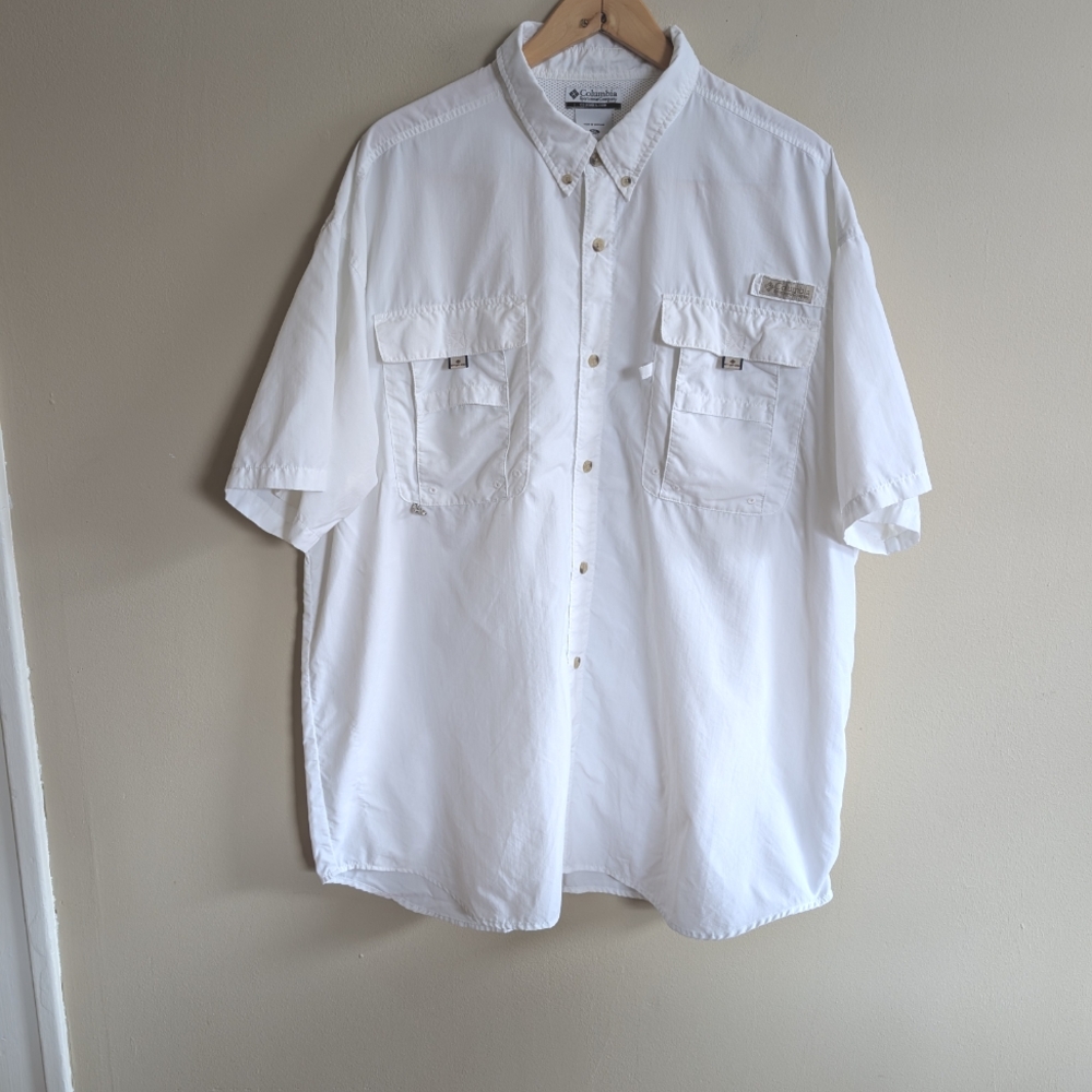 Columbia Men's PFG White Short Sleeve Button up Shirt size XXL